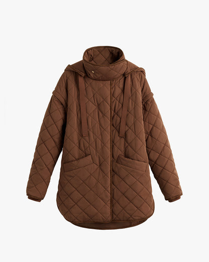 Luxury Convertible Quilted Puffer Jacket for Women Versatile Warm Lightweight