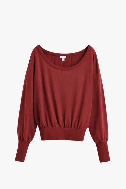 Women's French Terry Boatneck Sweatshirt Relaxed Everyday Comfort Style Essential