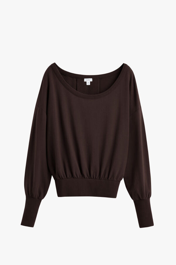 Women's French Terry Boatneck Sweatshirt Relaxed Everyday Comfort Style Essential
