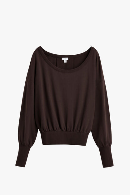 Women's French Terry Boatneck Sweatshirt Relaxed Everyday Comfort Style Essential