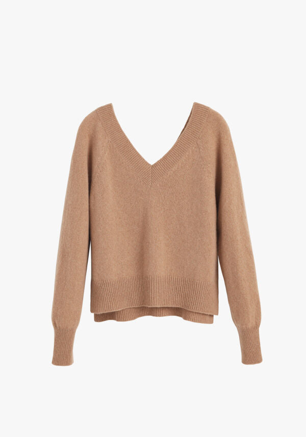 Luxury Cashmere Deep V-Neck Cropped Sweater for Women Soft