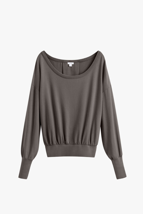 Women's French Terry Boatneck Sweatshirt Relaxed Everyday Comfort Style Essential