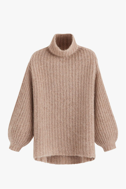 Luxury Alpaca Wool Oversized Turtleneck Sweater for Women Cozy Warm