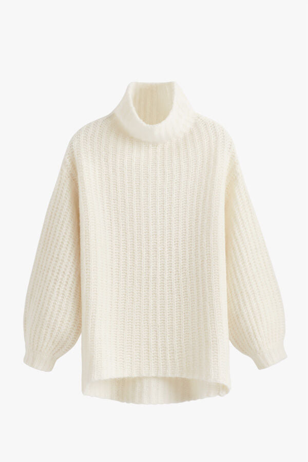 Luxury Alpaca Wool Oversized Turtleneck Sweater for Women Cozy Warm