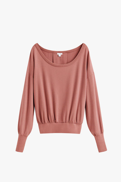 Women's French Terry Boatneck Sweatshirt Relaxed Everyday Comfort Style Essential