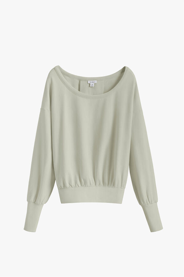 Women's French Terry Boatneck Sweatshirt Relaxed Everyday Comfort Style Essential