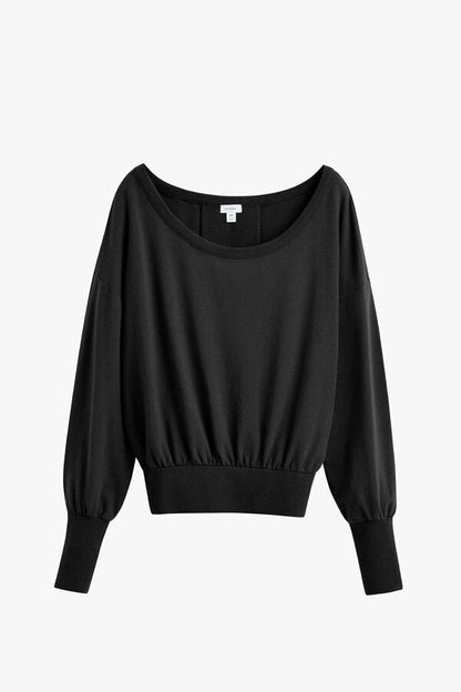 Women's French Terry Boatneck Sweatshirt Relaxed Everyday Comfort Style Essential